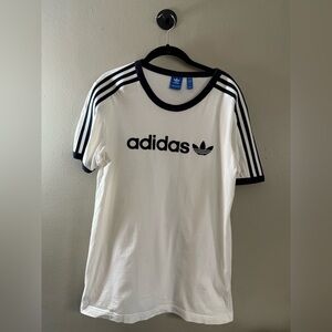 Adidas White T-Shirt with Black Stripes